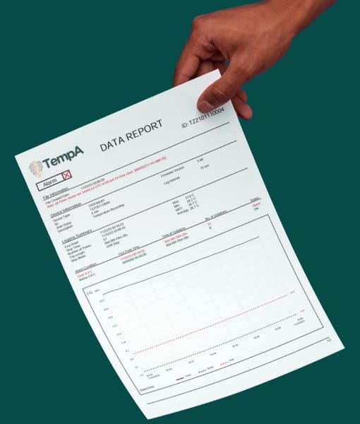 TempA PDF Single Use Data Logger Report